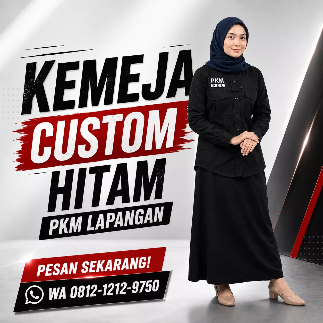 konveksi kemeja pdl bandung bahan drill warna hitam