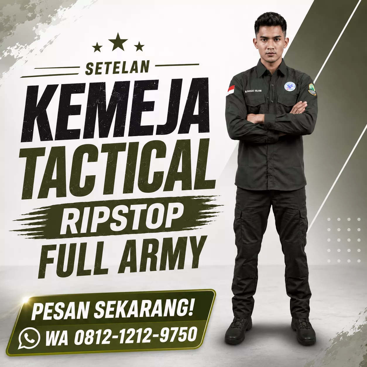 konveksi kemeja lapangan tactical hijau di Bandung