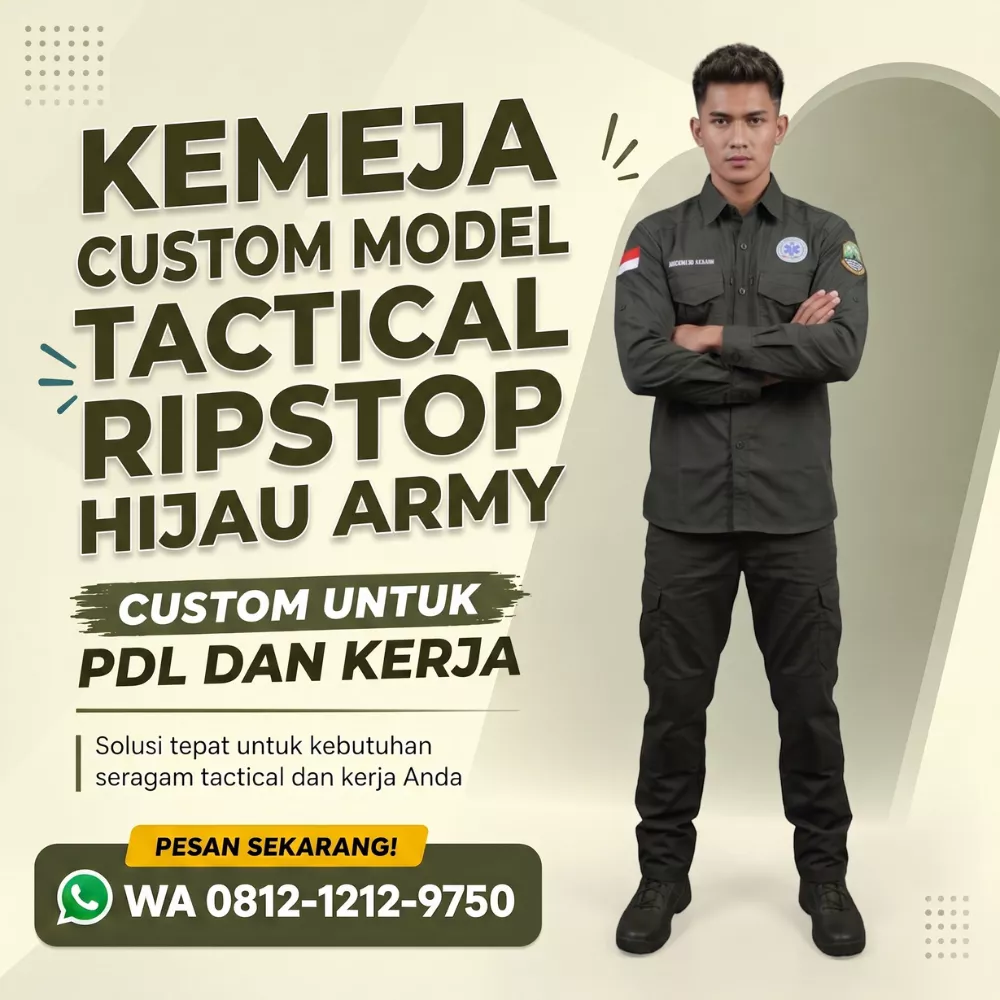 kemeja custom model tactical ripstop hijau army