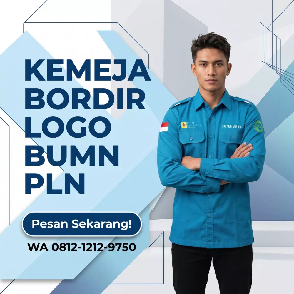 vendor kemeja bordir logo bumn pln